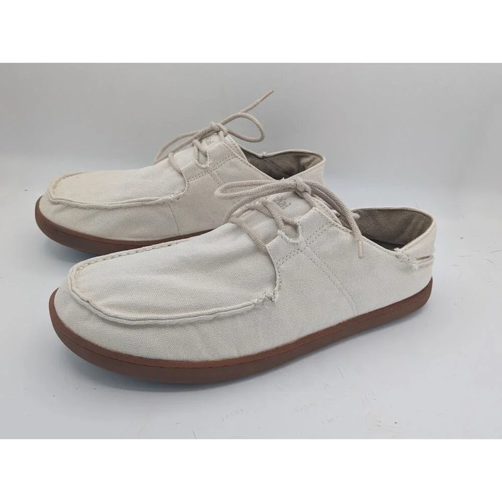 OluKai Ohana Canvas Sneakers Men’s 11 Off White Gum Sole Casual Boat Shoes